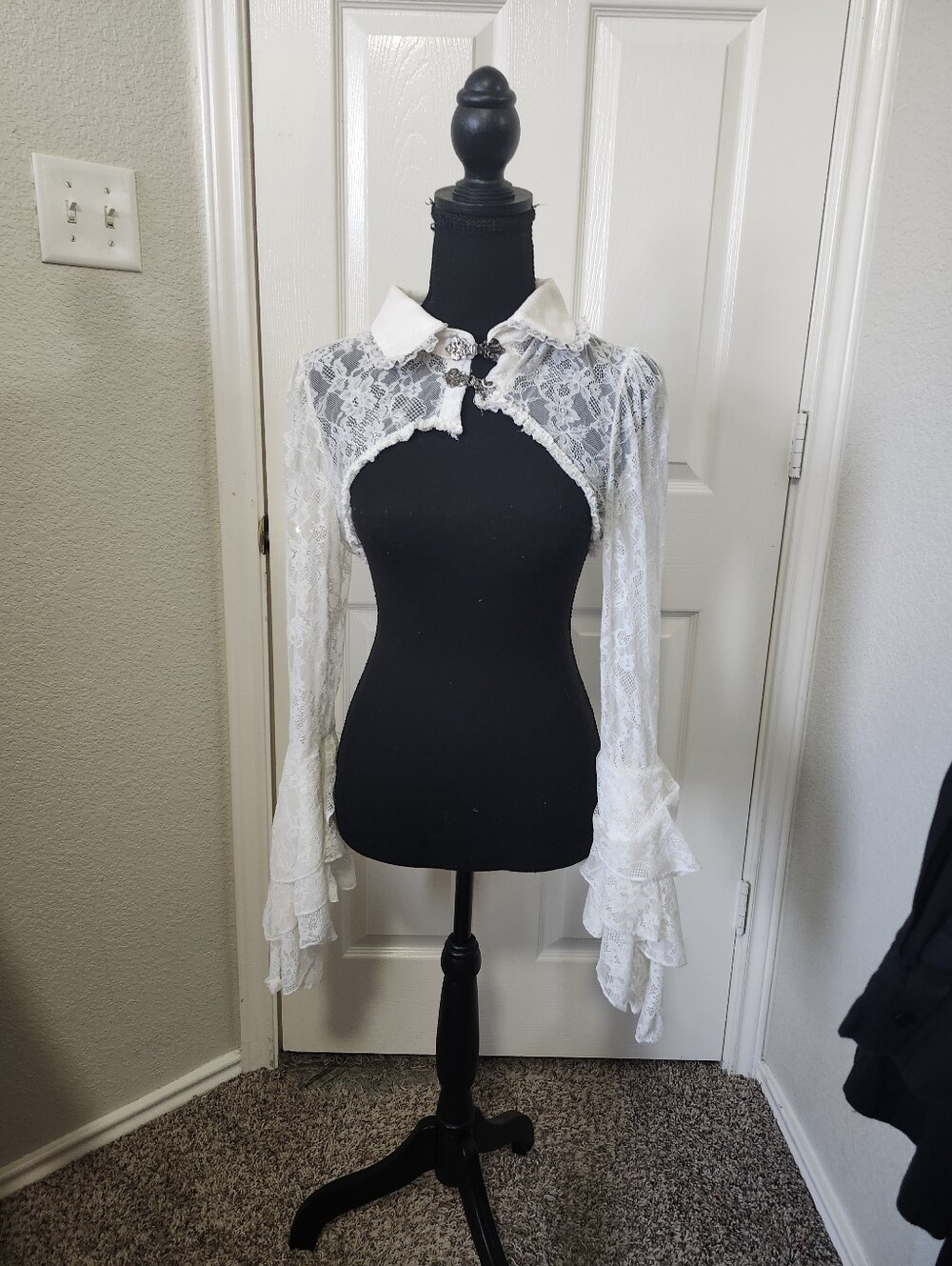 White Lace Bolero Shrug with Ruffle Sleeves